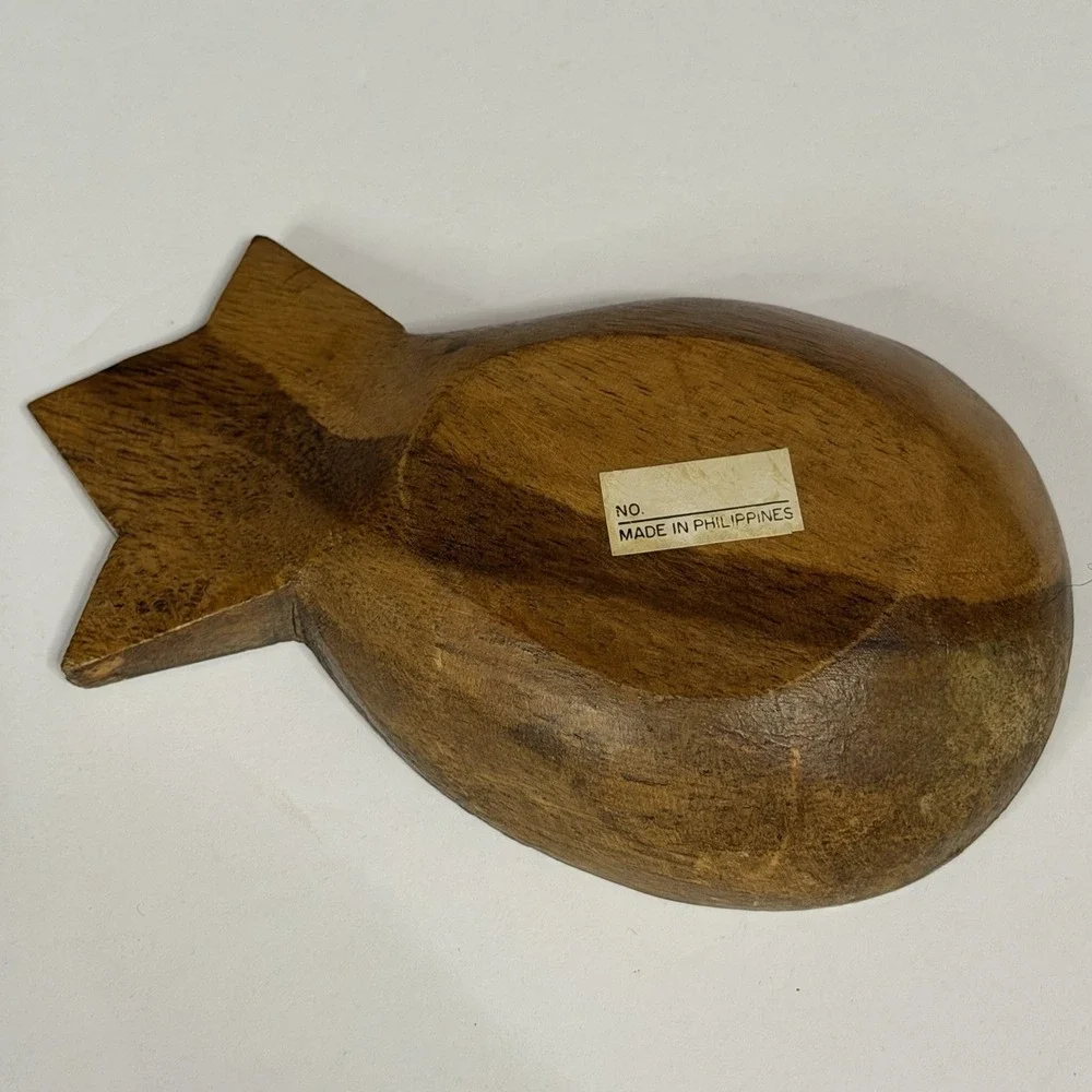 Vintage Wood Pineapple Nut Candy Trinket Bowl Dish Monkey Pod 6
